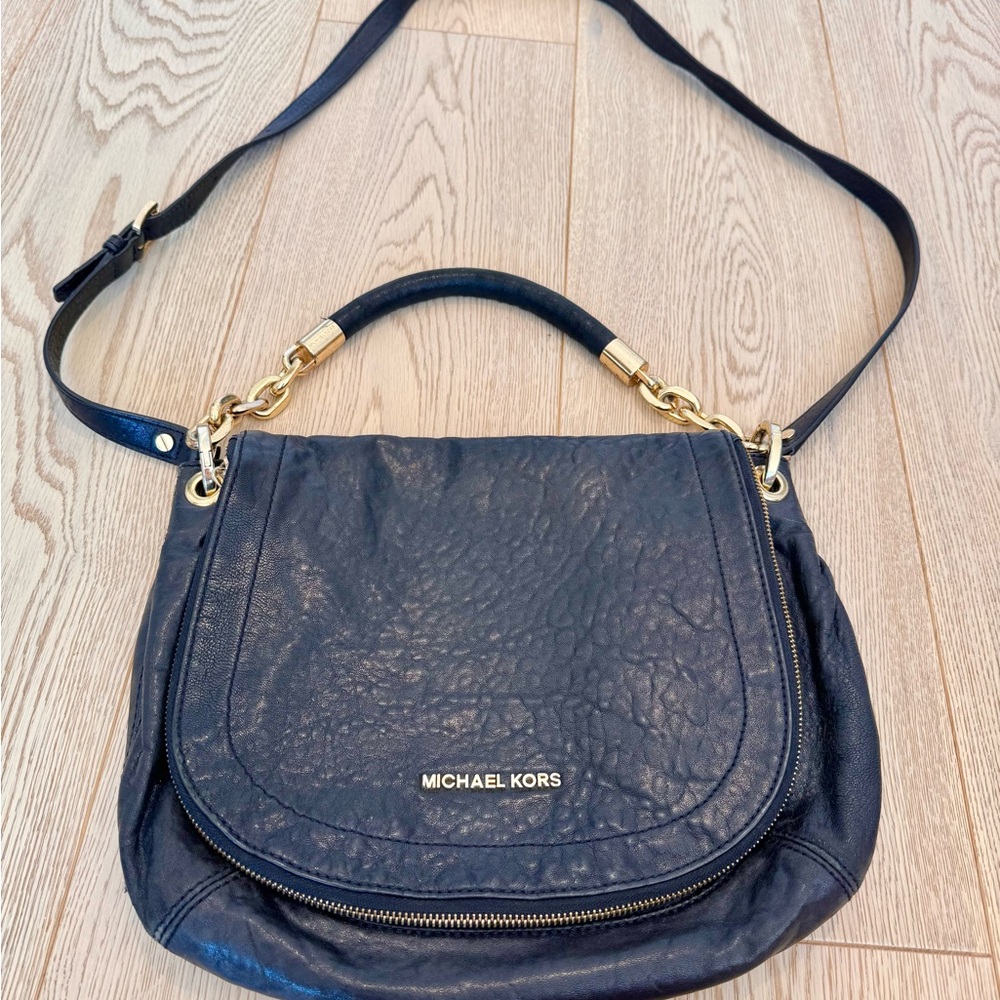 Michael Kors Black Leather Cross Body Bag